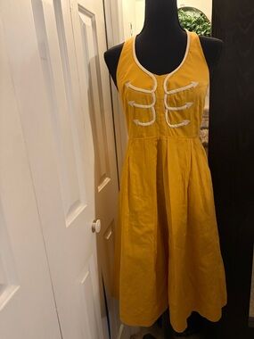 Anthropology Floreat Anchors Aweigh Yellow Midi Halter Dress